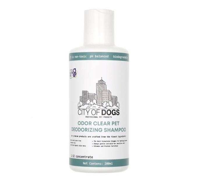 Дезодорирующий шампунь City of Dogs Odor Clear, 200 мл Дезодорирующий шампунь City of Dogs Odor Clear, 200 мл