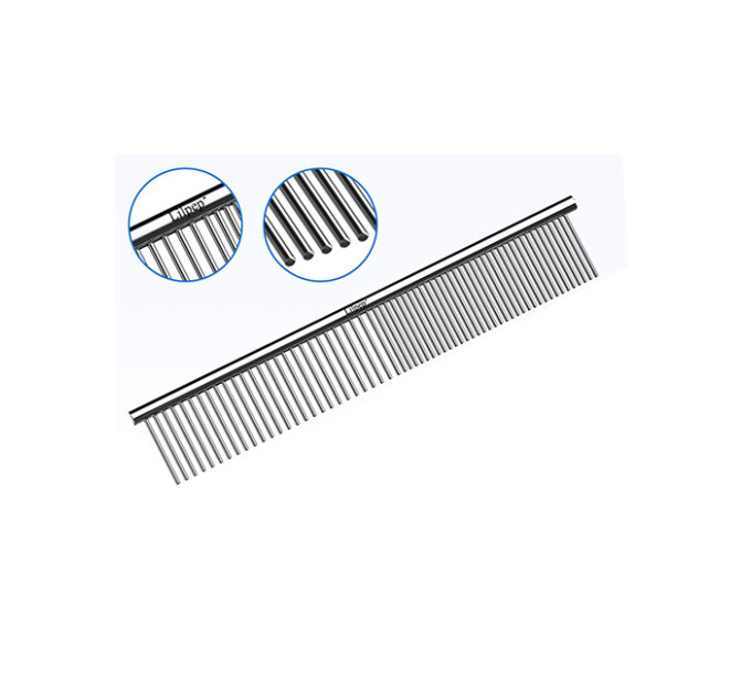 Гребінець Lilpep для шерсті собак Великий, металевий різнозубий, 3 см