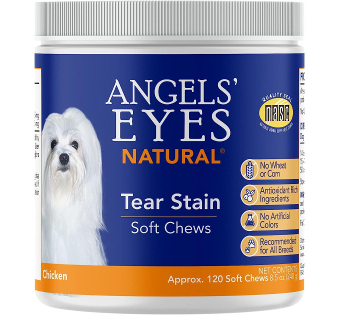 Таблетки для профілактики слізних доріжок Angels' Eyes Natural Tear Stain Prevention Soft Chews for Dogs для собак 120таб